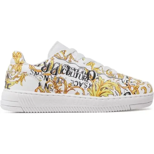 Baroque Print Leather Sneakers for Women , female, Sizes: 6 UK, 4 UK, 7 UK - Versace Jeans Couture - Modalova