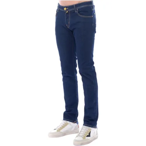Slim Fit Jeans mit Gelben Details , Herren, Größe: W32 - Jacob Cohën - Modalova