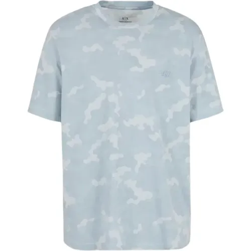 Camouflage Baumwoll Relaxed Fit T-shirt , Herren, Größe: M - Armani Exchange - Modalova