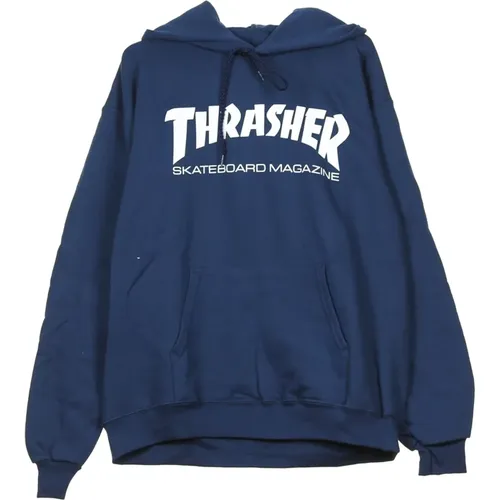 Navy/White Hooded Sweatshirt , unisex, Sizes: XL, S - Thrasher - Modalova