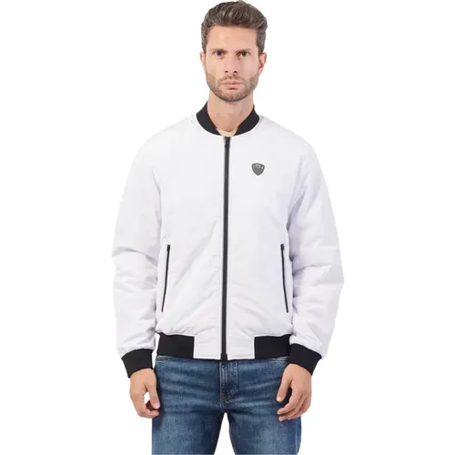 Weiße Jacke Fullzip Logo Leichte Polsterung , Herren, Größe: S - Emporio Armani EA7 - Modalova