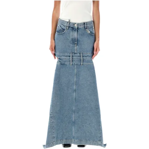 Denim Cut-Out Maxi Skirt Light , female, Sizes: W25 - The Attico - Modalova