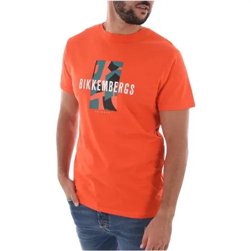 Baumwoll Logo Print T-Shirt , Herren, Größe: L - Bikkembergs - Modalova