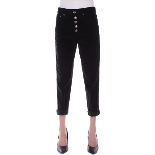 Schwarze Hose mit seitlichem Logo , Damen, Größe: W27 - Dondup - Modalova