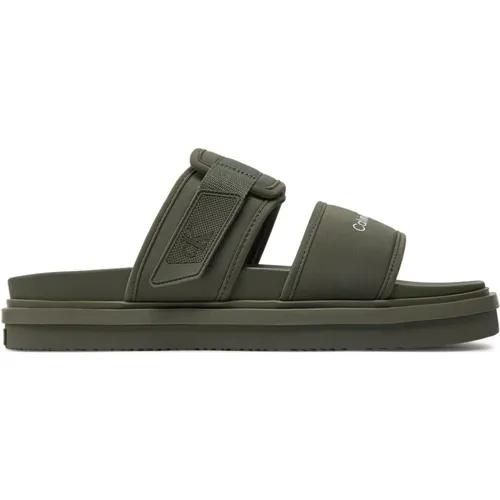 Stilvolle Grüne Clip-Sandalen , Herren, Größe: 43 EU - Calvin Klein Jeans - Modalova