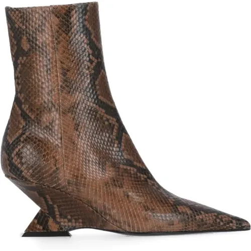 Leather Animalier Boots with Geometric Heel , female, Sizes: 3 UK, 5 UK, 4 UK, 5 1/2 UK, 4 1/2 UK - The Attico - Modalova