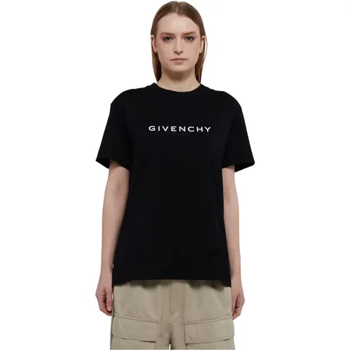 Cotton Reverse T-shirt with Printed Logo , female, Sizes: XS, S - Givenchy - Modalova