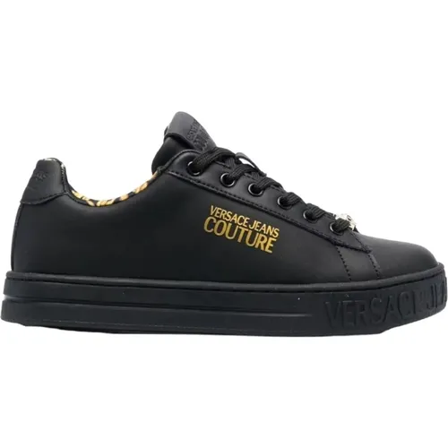 Women's Low Court Sneakers in Leather , female, Sizes: 3 UK - Versace Jeans Couture - Modalova