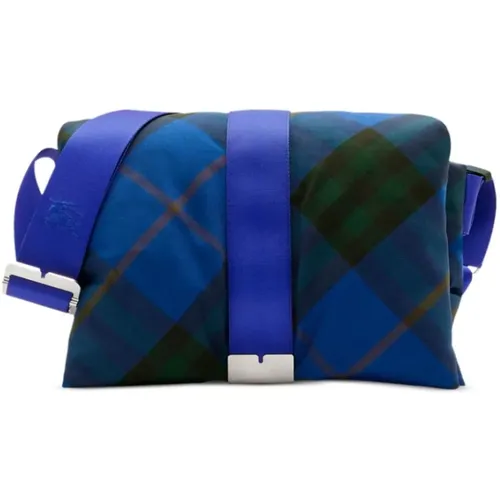 Checked Padded Messenger Bag Blue/Multi , female, Sizes: ONE SIZE - Burberry - Modalova