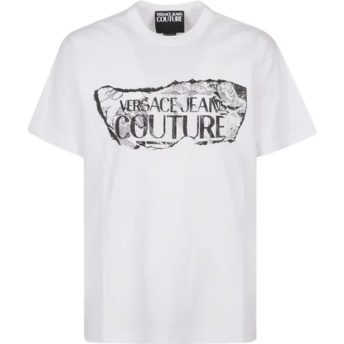 Weißes Magazin Logo T-Shirt , Herren, Größe: 2XL - Versace Jeans Couture - Modalova