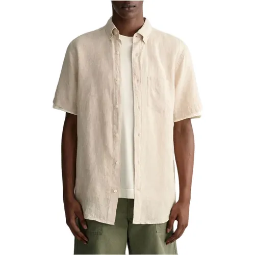 Linen Short Sleeve Shirt , male, Sizes: 2XL, S, L, M, XL - Gant - Modalova