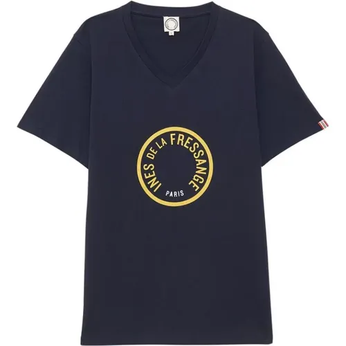 Marineblau Aurore V-Ausschnitt T-Shirt,Schwarz/Weiß Eichenblatt T-Shirt,Marineblau/Weißes V-Ausschnitt T-Shirt - Ines De La Fressange Paris - Modalova