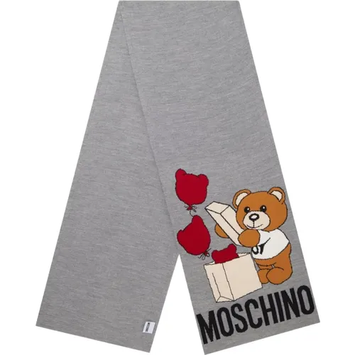 Wool Scarf with Logo Print , unisex, Sizes: ONE SIZE - Moschino - Modalova