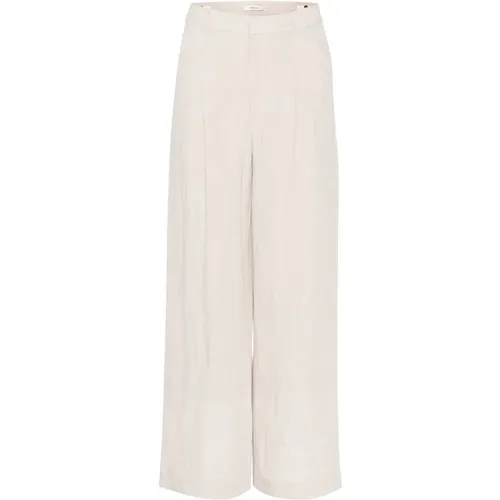 Light Sand Linen High Waist Pants , female, Sizes: XS, M, 2XL - Gestuz - Modalova