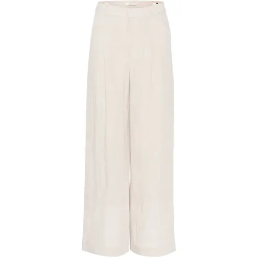 Light Sand Linen High Waist Pants , female, Sizes: XS, M, XL, L, 2XS, 2XL, S - Gestuz - Modalova