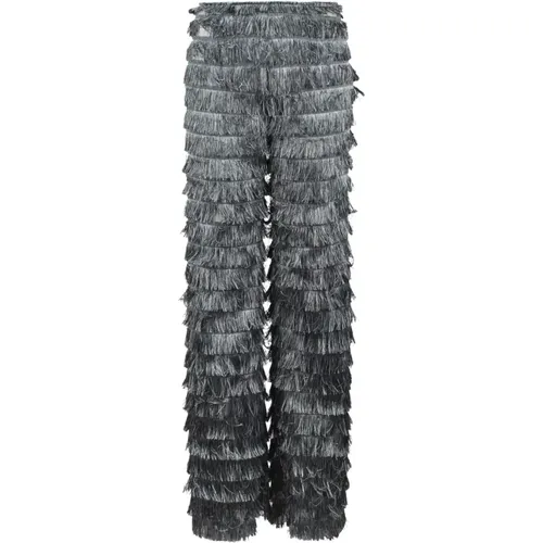 Fringes Fil Coupé Wide Leg Trousers , female, Sizes: 2XS - alberta ferretti - Modalova