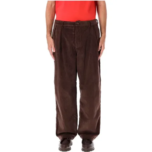 Corduroy Wide-Leg Pleated Trousers , male, Sizes: M, L, XL - Pop Trading Company - Modalova