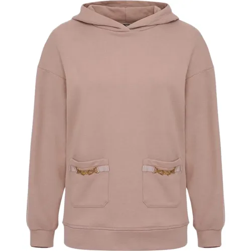 Hoodie mit Taschen und Metallklammer - Elisabetta Franchi - Modalova