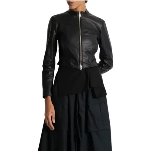 Slim Fit Short Leather Jacket , female, Sizes: 2XS, M, L - Kaos - Modalova