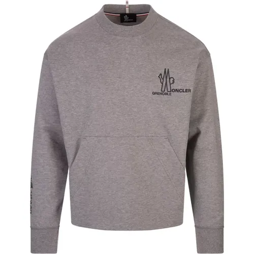 Reflektierender Grauer Crewneck-Sweatshirt , Herren, Größe: L - Moncler - Modalova