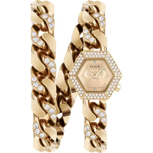 Hexagon Groumette Golden Watch , female, Sizes: ONE SIZE - Philipp Plein - Modalova