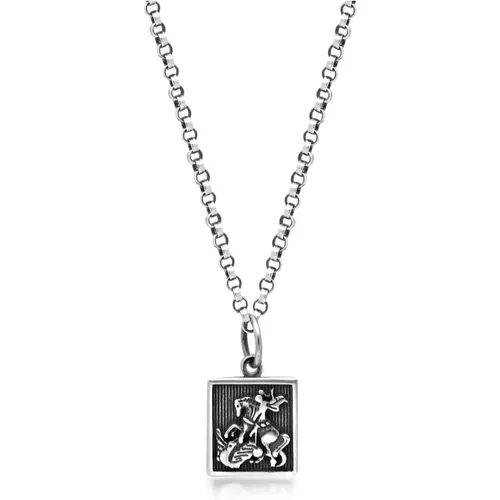 Saint George Dragon Pendant Necklace , male, Sizes: ONE SIZE - Nialaya - Modalova