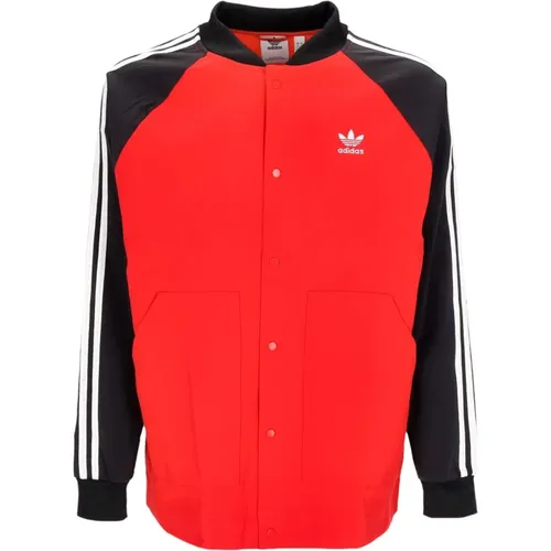 Windbreaker Jacke Scharlach/Schwarz , Herren, Größe: S - Adidas - Modalova