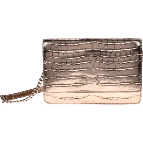 Wallet in platinum laminated crocodile , Damen, Größe: ONE Size - Baldinini - Modalova