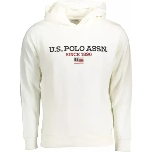 Weißer Kontrastlogo-Kapuzenpullover , Herren, Größe: L - U.S. Polo Assn. - Modalova