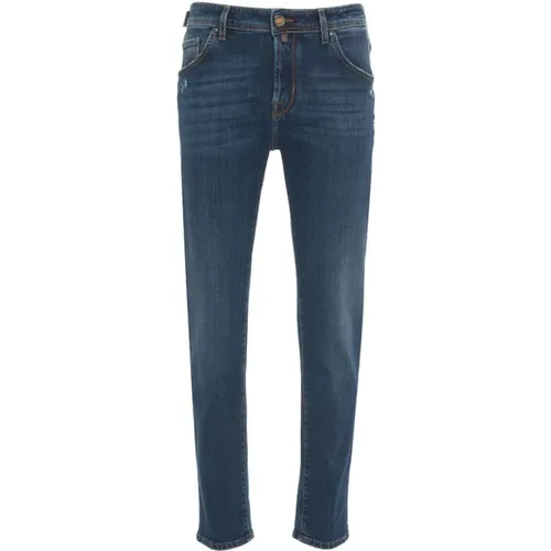 Slim Cropped Carrot Jeans mit Details , Herren, Größe: W33 - Jacob Cohën - Modalova