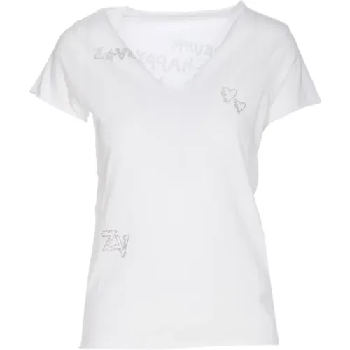 Cotton T-shirt with Rhinestone Embellishments , female, Sizes: XS - Zadig & Voltaire - Modalova