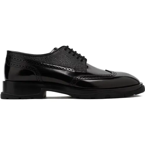 Schwarze Leder Derby Schuhe , Herren, Größe: 43 EU - alexander mcqueen - Modalova