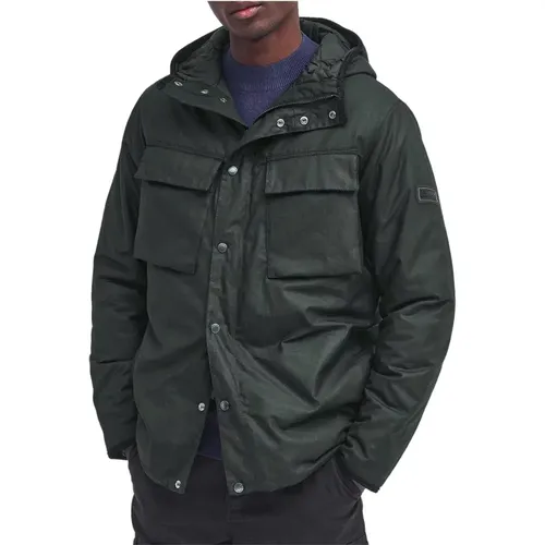 Klassische Wachsjacke Grün Kapuze Reißverschluss , Herren, Größe: XL - Barbour - Modalova