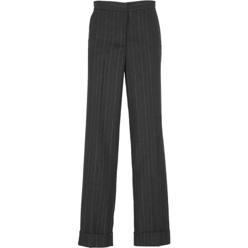 Schwarze Nadelstreifen Hose mit Lurex Details - Antonelli Firenze - Modalova