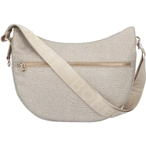 Sand Nylon Leather Shoulder Bag , female, Sizes: ONE SIZE - Borbonese - Modalova