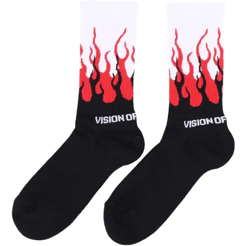 Rote Socken mit Flammenlogo Bestickt - VISION OF SUPER - Modalova