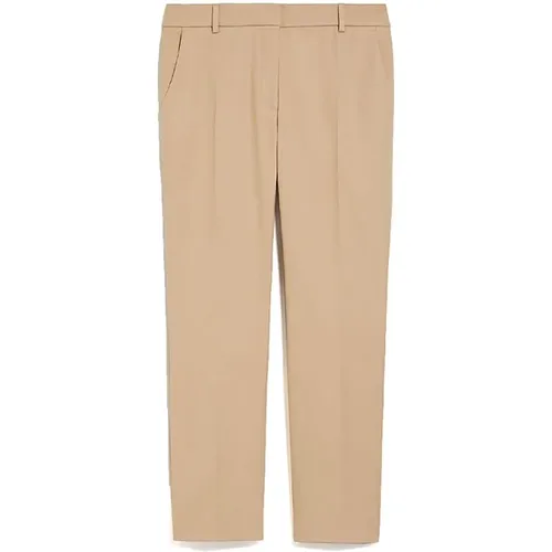 Sandfarbene Stretch-Baumwoll-Zigarettenhose , Damen, Größe: 2XS - Max Mara Weekend - Modalova