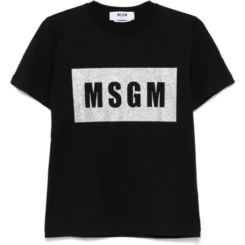 Baumwoll-T-Shirt im 99C-Stil , Damen, Größe: S - MSGM - Modalova