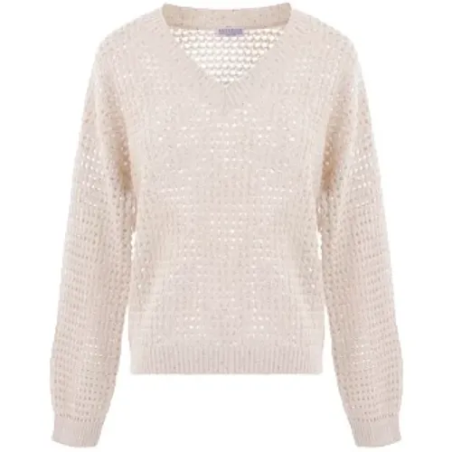 Sequin Cotton Sweater , female, Sizes: S - BRUNELLO CUCINELLI - Modalova