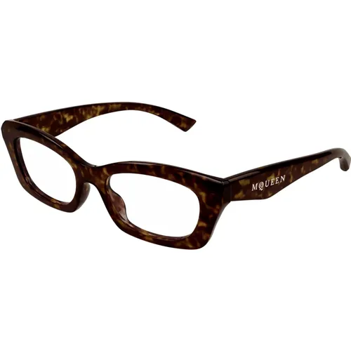 Stylische Brille Am0474O in Schwarz , Damen, Größe: 52 MM - alexander mcqueen - Modalova