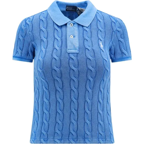 Braided T-Shirt with Collar , female, Sizes: S - Ralph Lauren - Modalova
