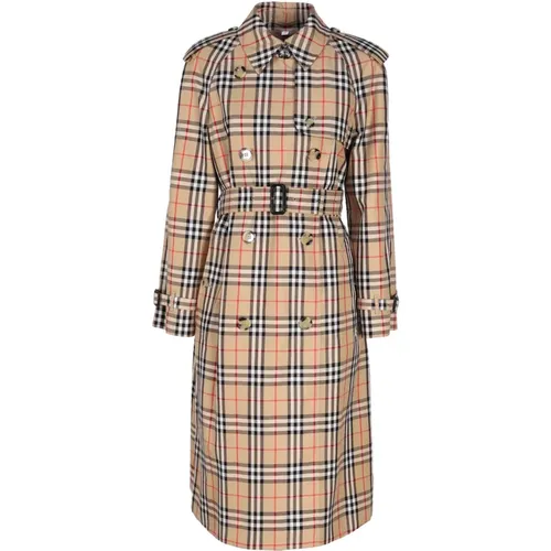 Vintage Check Button Coat , female, Sizes: XS - Burberry - Modalova