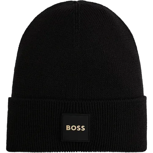 Cozy Ribbed Beanie Hat , unisex, Sizes: ONE SIZE - Hugo Boss - Modalova