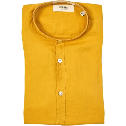Linen Long Sleeve Shirt , male, Sizes: L, XL, 3XL, S - YES ZEE - Modalova