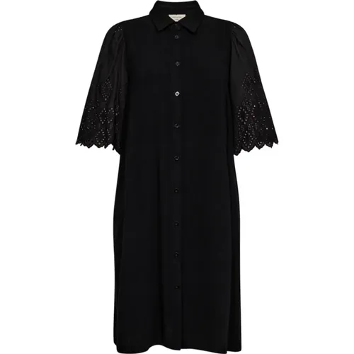 Schwarzes Kleid Lara mit Ösenärmeln , Damen, Größe: M - Freequent - Modalova