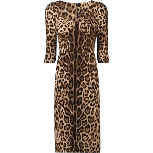 Leopardenmuster Kleid mit Herzausschnitt - Dolce & Gabbana - Modalova