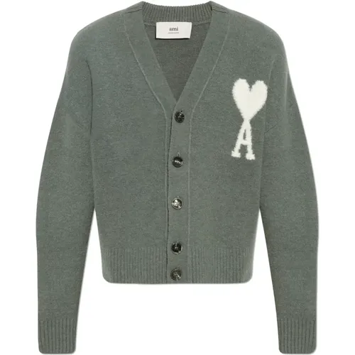 Cardigan with logo , male, Sizes: XL - Ami Paris - Modalova