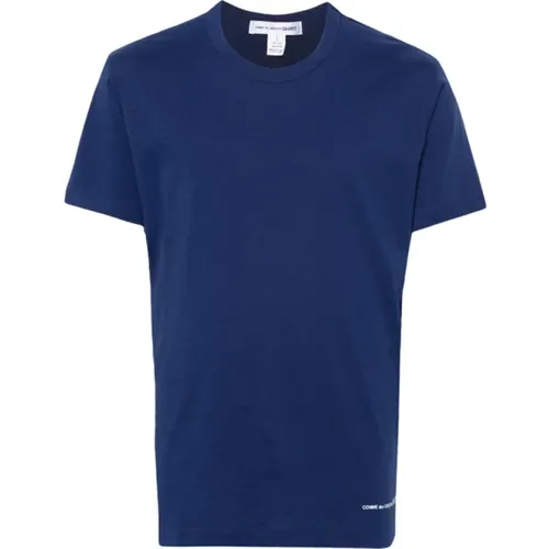 Logo-bedrucktes Baumwoll-T-Shirt in Blau , Herren, Größe: M - Comme des Garçons - Modalova