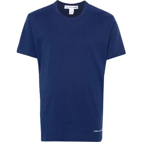Logo-bedrucktes Baumwoll-T-Shirt in Blau , Herren, Größe: L - Comme des Garçons - Modalova