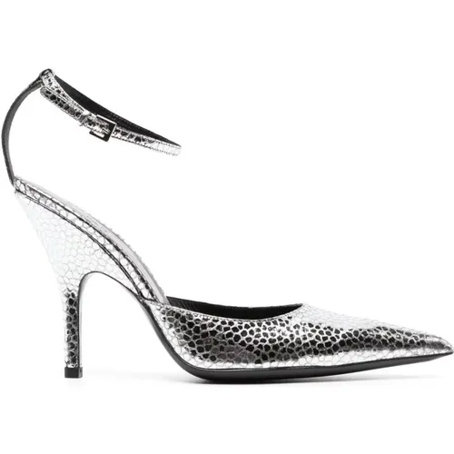 Silberne Leder High Heels , Damen, Größe: 36 EU - By FAR - Modalova